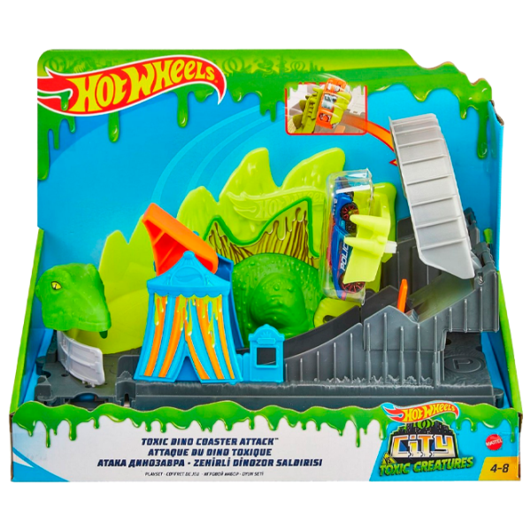 Pistă auto Hot Wheels Toxic Dino Coaster Attack GTT68 Multicolor photo 1 Pistă auto Hot Wheels Toxic Dino Coaster Attack GTT68 Multicolor photo 1