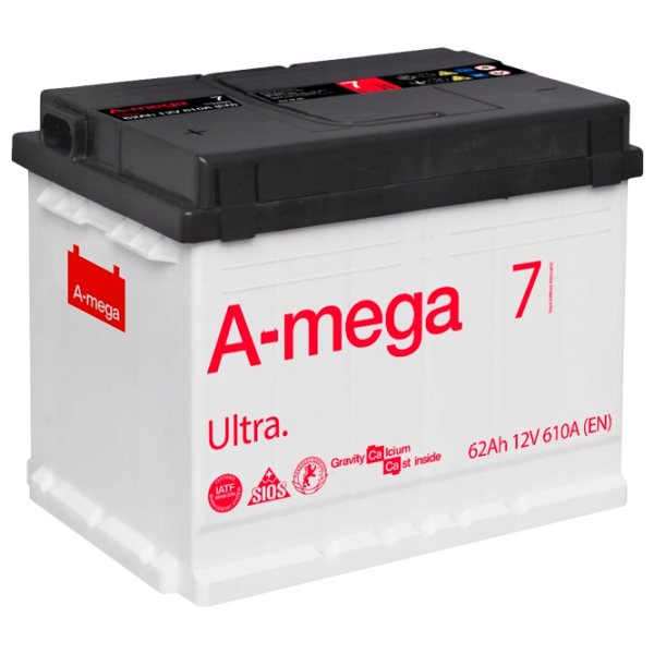 Авто аккумулятор A-Mega Ultra 62Ah A3 610 AA photo 1 Авто аккумулятор A-Mega Ultra 62Ah A3 610 AA photo 1