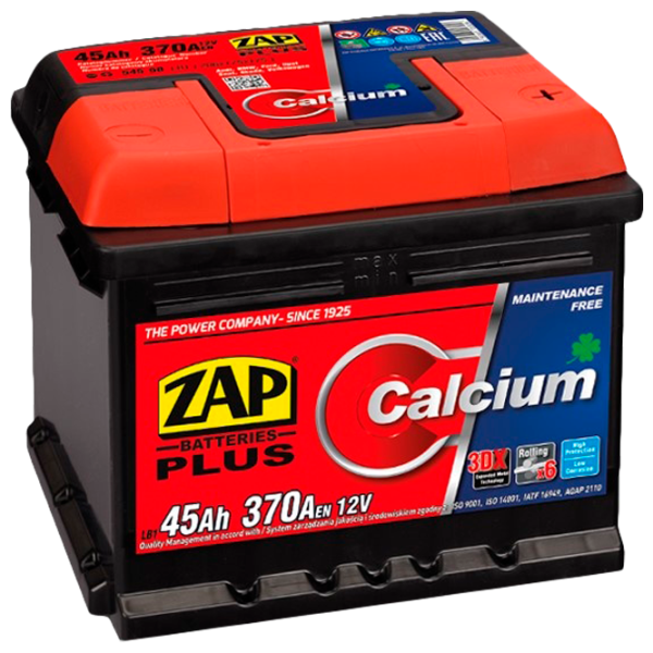 Авто аккумулятор Zap 45 Ah Plus 370 А 54558 370 AA photo 1