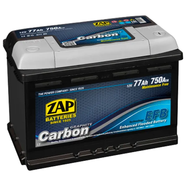 Авто аккумулятор Zap 77 Ah CARBON EFB 750 А 57705 750 AA photo 1