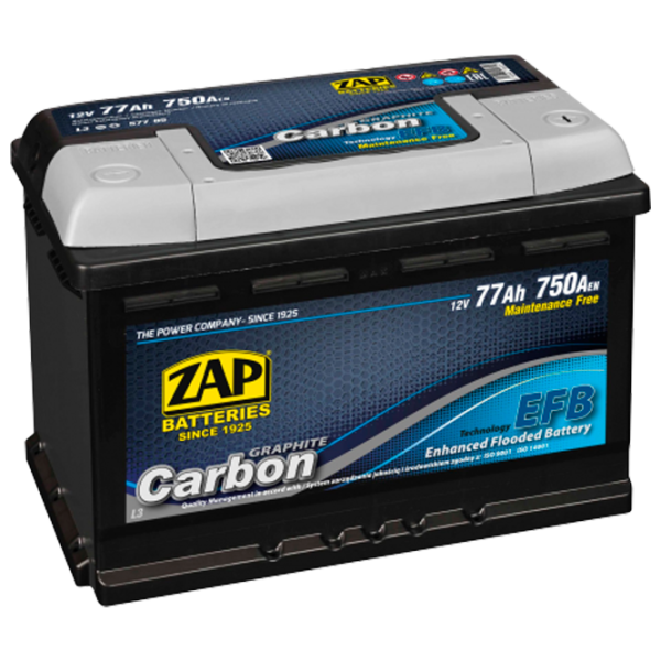 Авто аккумулятор Zap 77 Ah CARBON EFB 750 А 57705 750 AA photo 1