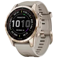 Ceas inteligent Garmin Fenix 7s Sapphire Solar 1.3"/ 010-02539-21/ Light Sand Light Gold