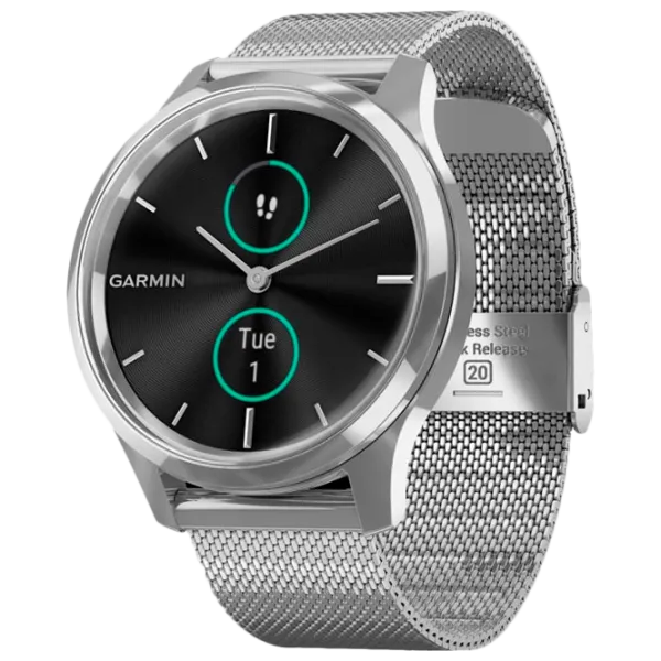 Ceas inteligent Garmin Vivomove Luxe 0.95"/ 010-02241-23/ Milanese Silver photo 1