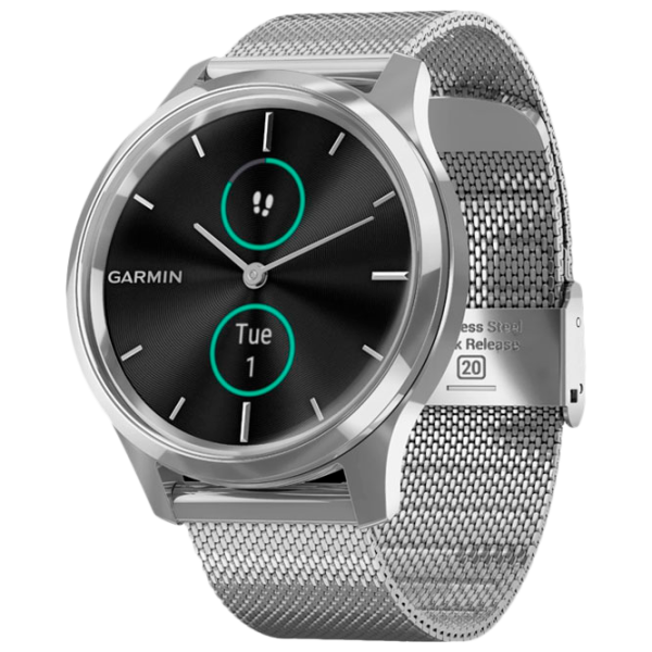 Ceas inteligent Garmin Vivomove Luxe 0.95"/ 010-02241-23/ Milanese Silver photo 1
