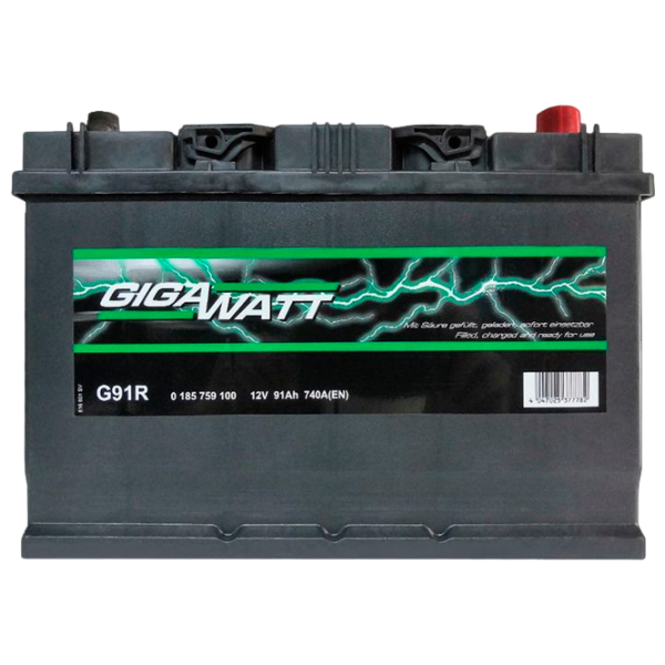 Авто аккумулятор Gigawatt 91AH S4 028 740A photo 1