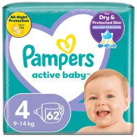 Подгузники для детей Pampers Active Baby Jumbo Maxi 4 9 - 14 кг / 62 шт.