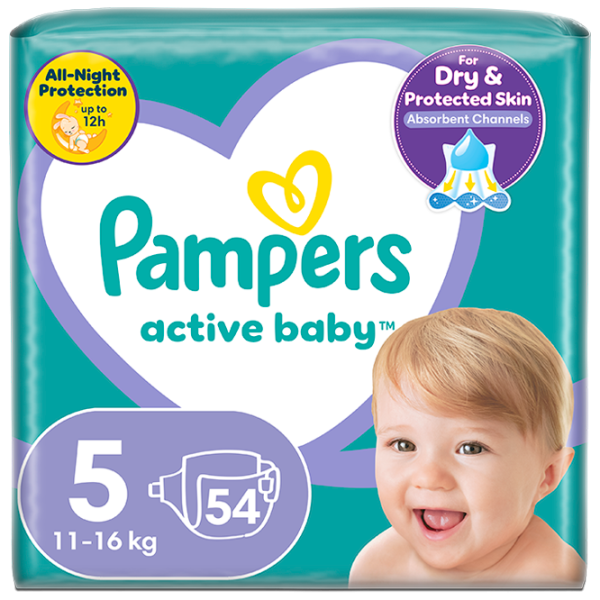Scutece pentru copii Pampers Active Baby Jumbo Junior 5 11 - 16 kg / 54 buc. photo 1