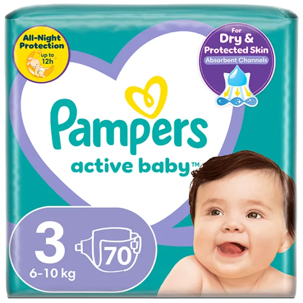 Scutece pentru copii Pampers Active Baby Jumbo Midi 3 6 - 10 kg / 70 buc. photo 1