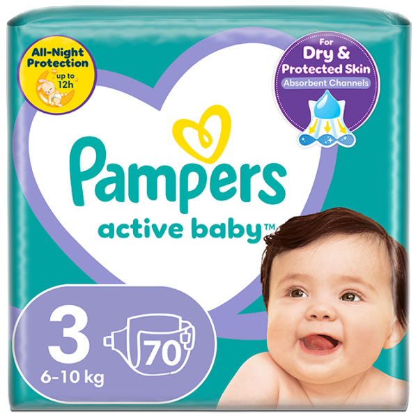 Scutece pentru copii Pampers Active Baby Jumbo Midi 3 6 - 10 kg / 70 buc. photo 1