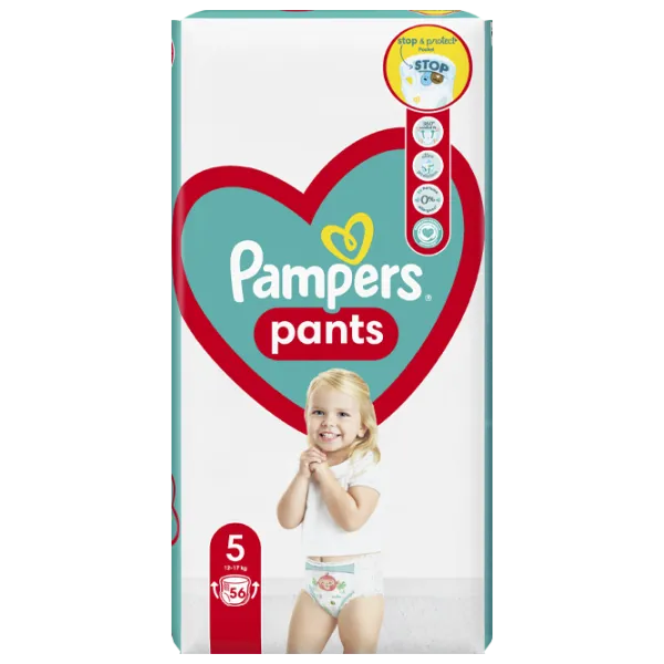 Scutece pentru copii Pampers Pants Junior 5 12 - 17 kg/ 56 buc. photo 1