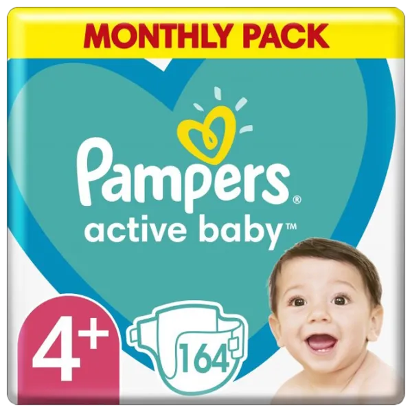 Подгузники для детей Pampers Active Baby Maxi+ 4 10 - 15 кг / 164 шт. photo 1
