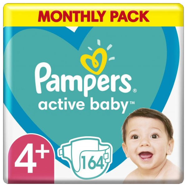Подгузники для детей Pampers Active Baby Maxi+ 4 10 - 15 кг / 164 шт. photo 1