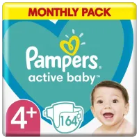 Scutece pentru copii Pampers Active Baby Maxi+ 4 10 - 15 kg / 164 buc.