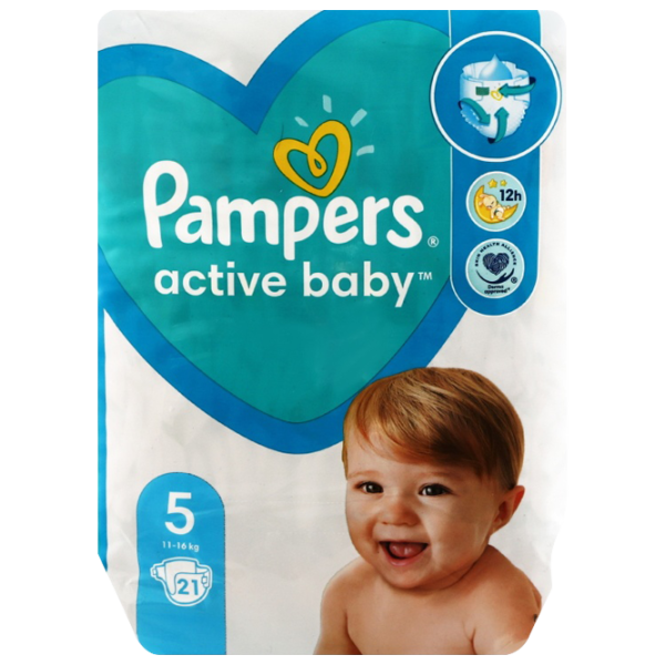Scutece pentru copii Pampers Active Baby Junior 5 11 - 16 kg/ 21 buc. photo 1