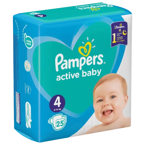 Scutece pentru copii Pampers Active Baby Maxi 4 9 - 14 kg/ 25 buc. photo 1