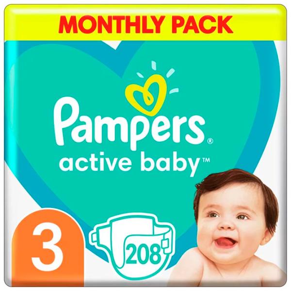 Scutece pentru copii Pampers Active Baby Midi 3 6 - 10 kg / 208 buc. photo 1