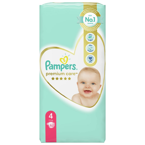 Scutece pentru copii Pampers Premium Care Maxi 4 9 - 14 kg/ 52 buc. photo 1