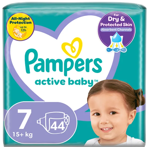 Scutece pentru copii Pampers Active Baby Jumbo Extra Large 7 15+ kg / 44 buc. photo 1