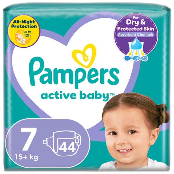 Scutece pentru copii Pampers Active Baby Jumbo Extra Large 7 15+ kg / 44 buc. photo 1