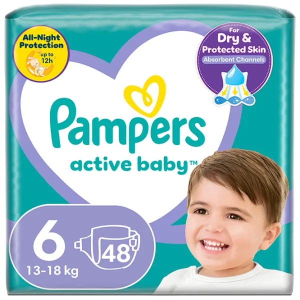 Scutece pentru copii Pampers Active Baby Jumbo Extra Large 6 13 - 18 kg / 48 buc. photo 1