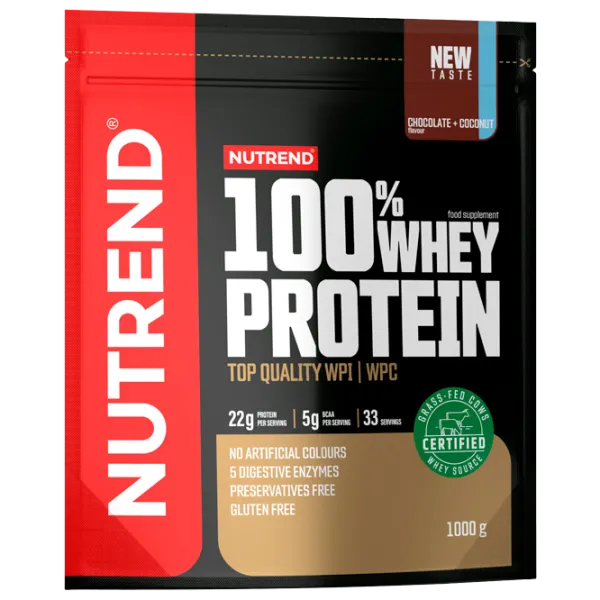 Proteină Nutrend 100% WHEY PROTEIN 1000 g (29127) praf/ Ciocolată, Cocos photo 1