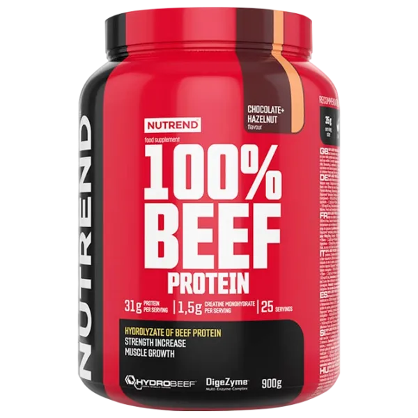 Proteină Nutrend 100% BEEF PROTEIN 900 g (8190) praf/ Ciocolată , Alune photo 1 Proteină Nutrend 100% BEEF PROTEIN 900 g (8190) praf/ Ciocolată , Alune photo 1