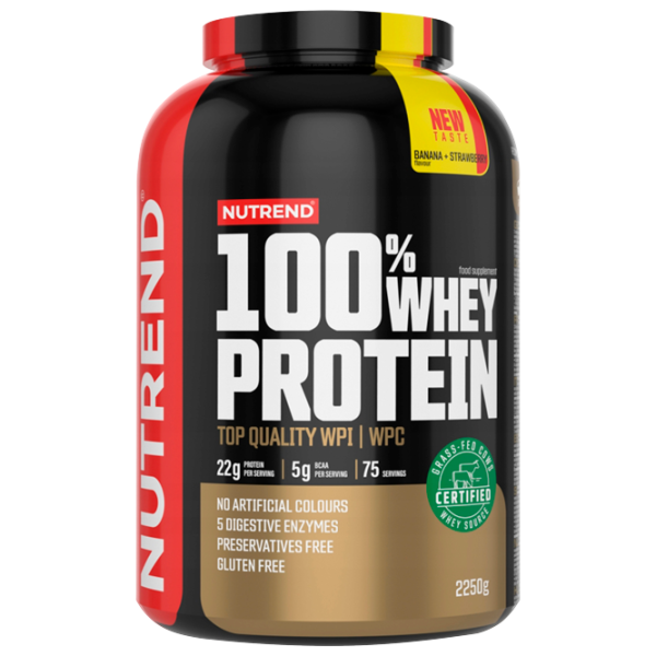 Proteină Nutrend 100% WHEY PROTEIN 2250 g (27726) praf/ Banana, căpșuni photo 1