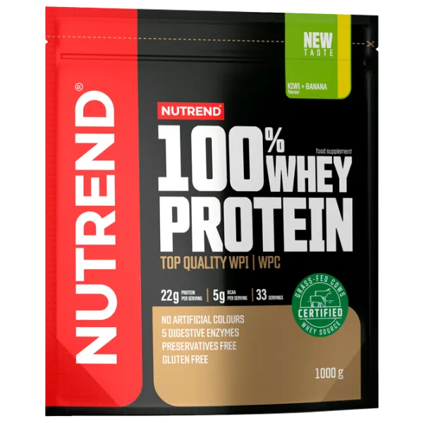 Proteină Nutrend 100% WHEY PROTEIN 1000 g (28274) praf/ Kiwi , Banană photo 1
