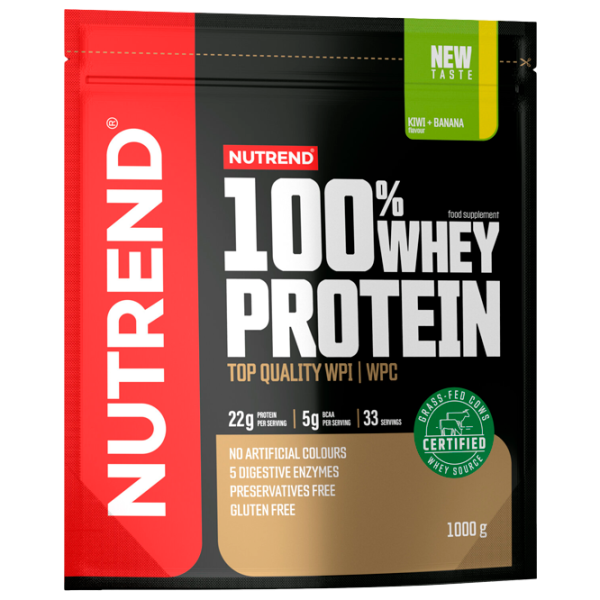 Proteină Nutrend 100% WHEY PROTEIN 1000 g (28274) praf/ Kiwi , Banană photo 1