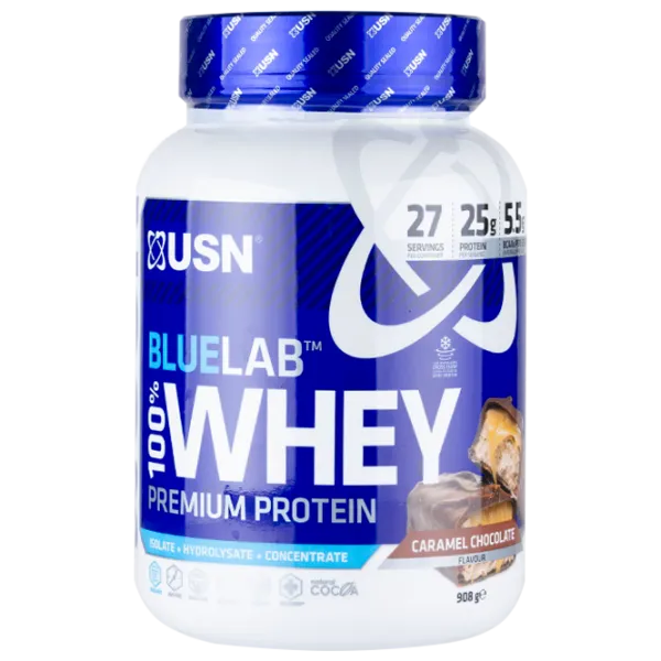 Proteină USN BLUE LAB WHEY 908 г (BLW05) praf/ Ciocolată de caramel photo 1