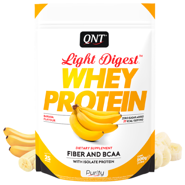 Proteină QNT WHEY LIGHT DIGEST 500 g (5655/ PUR0012) praf/ Banană photo 1