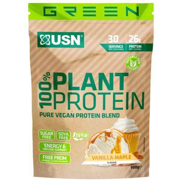 Proteină USN 100% Plant Protein 900 g (PP003) praf/ Vanilla Maple photo 1