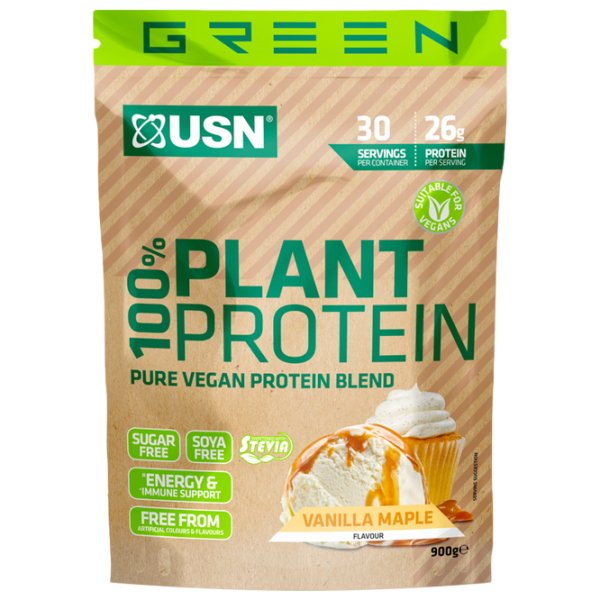 Proteină USN 100% Plant Protein 900 g (PP003) praf/ Vanilla Maple photo 1