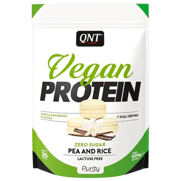 Proteină QNT VEGAN PROTEIN 500 g (9751/ PUR0025) praf/ Vanilla Macaroon photo 1