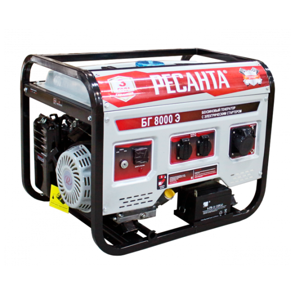 Генератор Resanta БГ 8000 Э 220 В Бензин/ 6.5 кВт photo 1