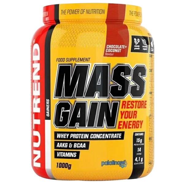 Gainer Nutrend Mass Gain (3109) Ciocolată, Cocos 1000 g photo 1