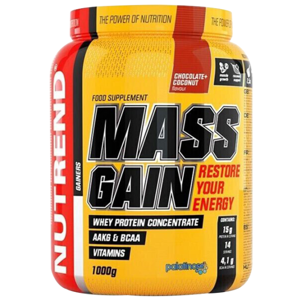 Gainer Nutrend Mass Gain (3109) Ciocolată, Cocos 1000 g photo 1