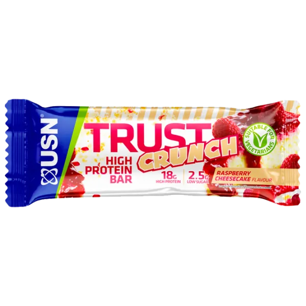 Batoane proteice USN TRUST CRUNCH Cheesecake cu zmeură (24660) 60 g photo 1 Batoane proteice USN TRUST CRUNCH Cheesecake cu zmeură (24660) 60 g photo 1