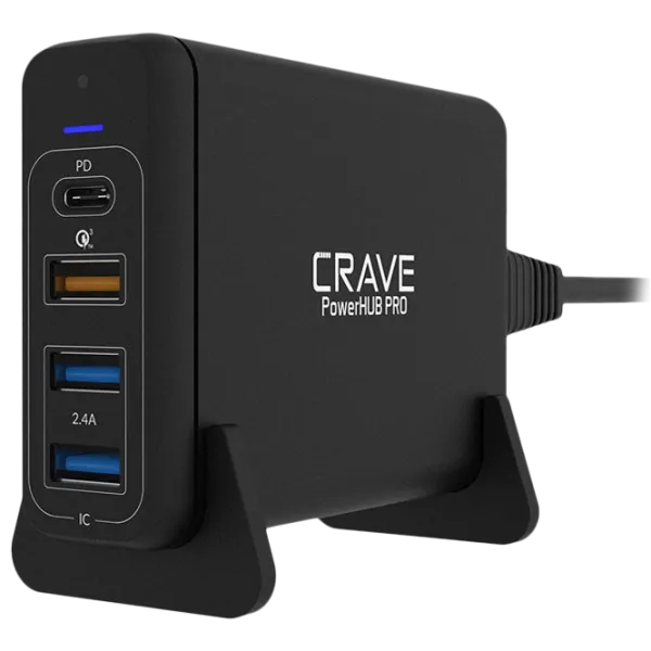 Încărcător de rețea CRAVE PowerHub Pro CRVPHPEU101 2.4 A/ Black photo 1 Încărcător de rețea CRAVE PowerHub Pro CRVPHPEU101 2.4 A/ Black photo 1