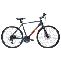 Велосипед Crosser HYBRID 700C 21" 24" Алюминий/ Черный Красный