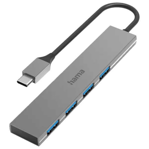 Адаптер Hub Hama 200101 USB Type-C/ Серебристый photo 1 Адаптер Hub Hama 200101 USB Type-C/ Серебристый photo 1
