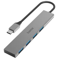 Адаптер Hub Hama 200101 USB Type-C/ Серебристый