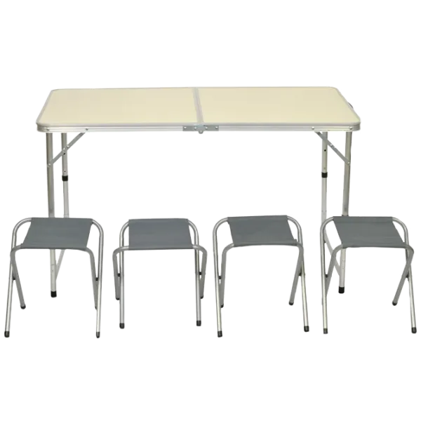 Masă de grădină Royokamp Camping Table + 4 Chairs Oxford White photo 1