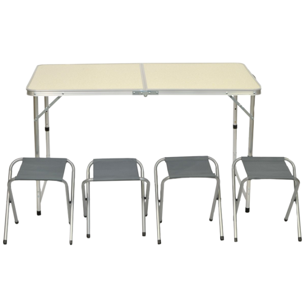 Masă de grădină Royokamp Camping Table + 4 Chairs Oxford White photo 1