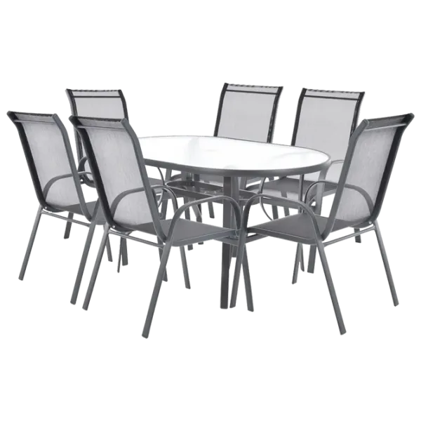 Set mobilă terasă Hecht Ekonomy Set 6 Aluminiu/ Sticlă/ Textil/ Gray photo 1