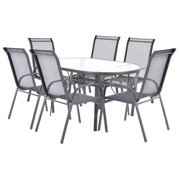 Set mobilă terasă Hecht Ekonomy Set 6 Aluminiu/ Sticlă/ Textil/ Gray photo 1