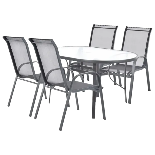 Set mobilă terasă Hecht Ekonomy Set 4 Aluminiu/ Sticlă/ Textil/ Gray photo 1 Set mobilă terasă Hecht Ekonomy Set 4 Aluminiu/ Sticlă/ Textil/ Gray photo 1