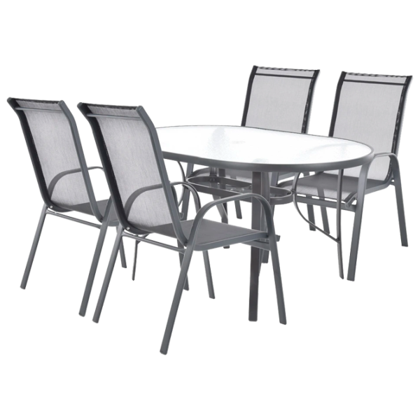Set mobilă terasă Hecht Ekonomy Set 4 Aluminiu/ Sticlă/ Textil/ Gray photo 1 Set mobilă terasă Hecht Ekonomy Set 4 Aluminiu/ Sticlă/ Textil/ Gray photo 1