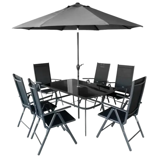 Set mobilă terasă Hecht Shadow Set Aluminiu/ Sticlă/ Textil/ Black photo 1