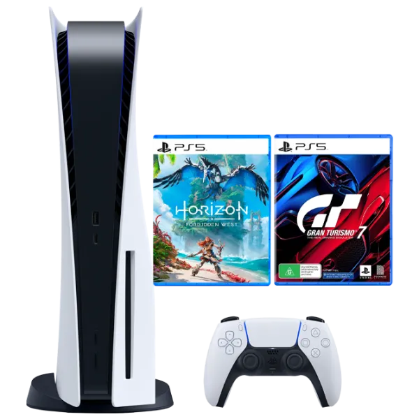 Sony PlayStation 5 + Horizon Forbidden West + Gran Turismo 7 +  825 GB / White photo 1